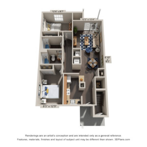 Elite 2 Bedroom  2 Bed / 2 Bath 991 sq ft Rent – $1,054